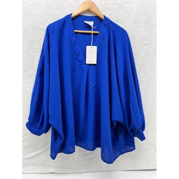 Andree By Unit Tops - ANDREE BY UNIT Royal Blue V-Neck Flowing Dolman Tunic